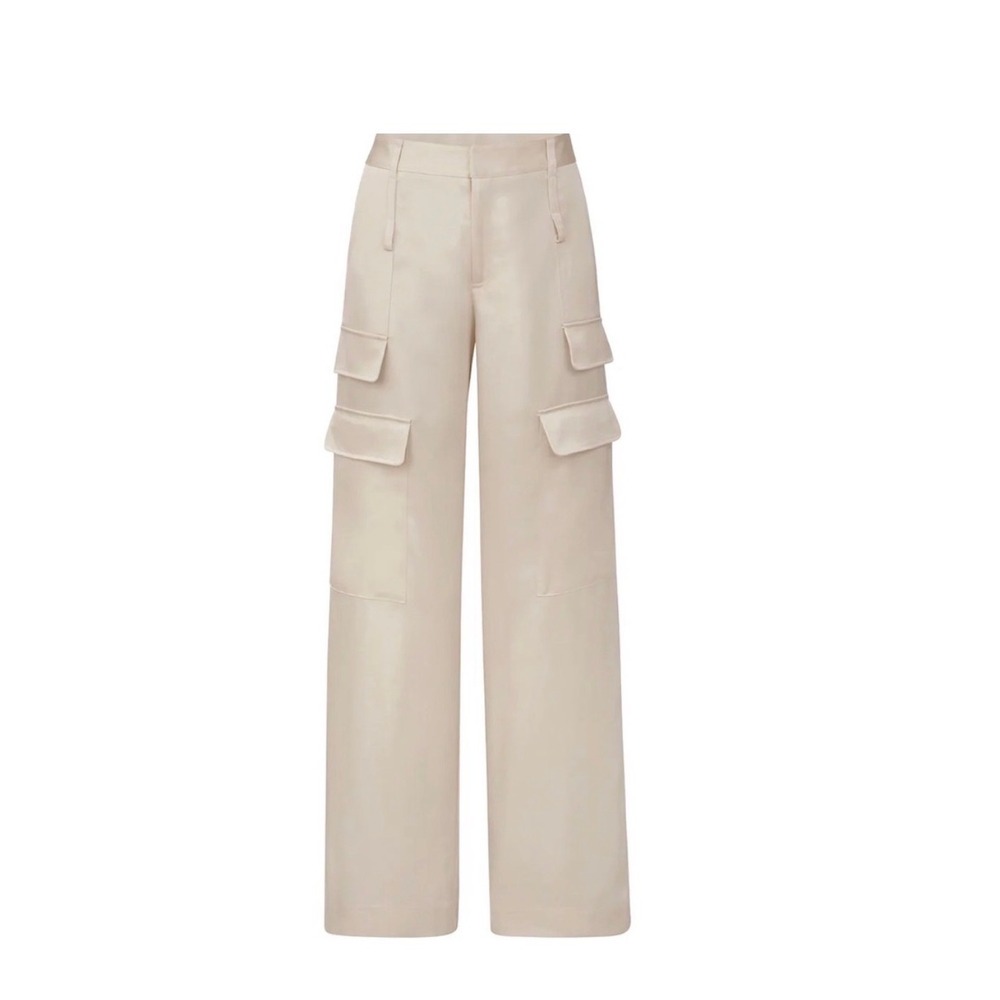 New The Noli Shop Milan Satin Cargo Pants Pearl Women's Size 4 EE